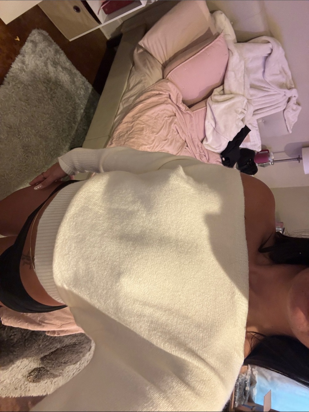 Women's Cream Ribbed Hem Knit Sweater - from Boutique!!
